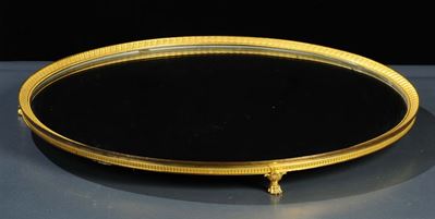 Centrotavola in Bronzo Dorato con Fondo a Specchio, Francia XIX Secolo