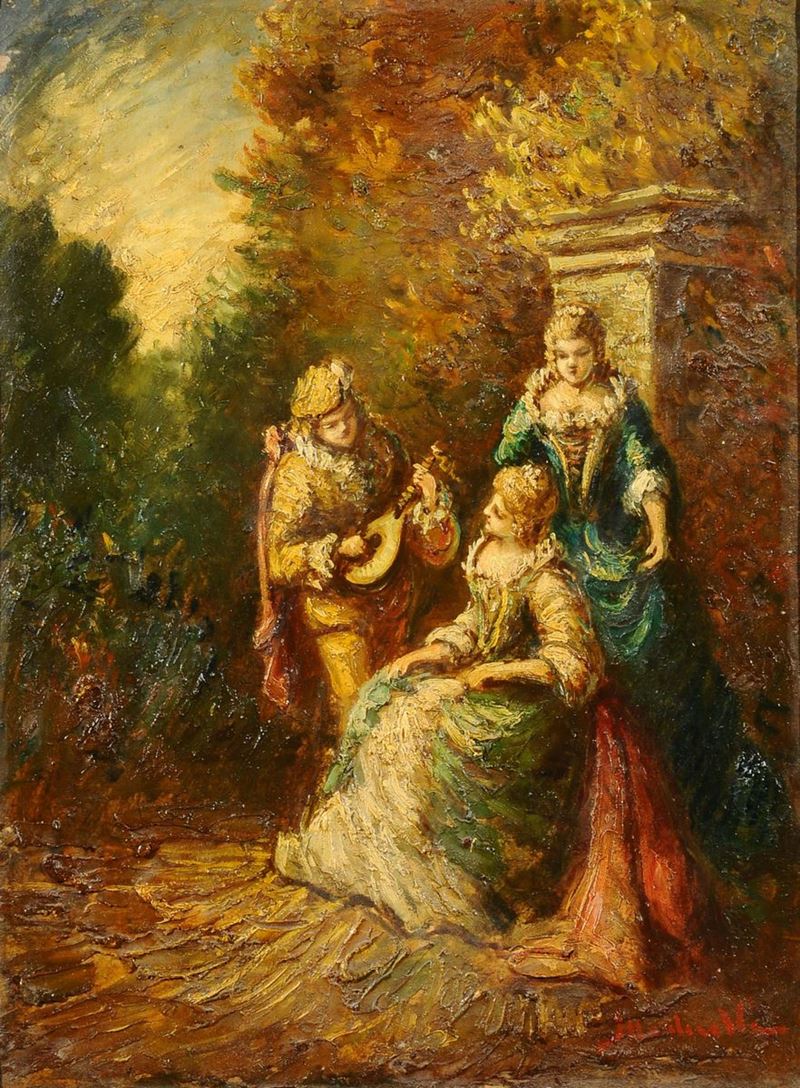 Anonimo Francese del XX secolo Scena di genere  - Asta Antiquariato e Dipinti Antichi - Cambi Casa d'Aste