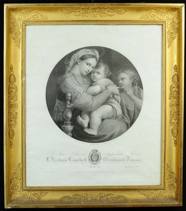 Stampa raffigurante Madonna con Bambino, XIX secolo