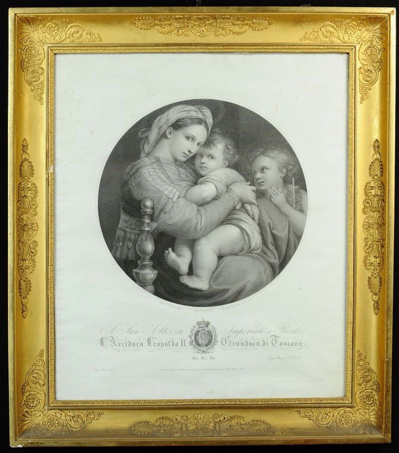 Stampa raffigurante Madonna con Bambino, XIX secolo  - Auction Antiquariato e Dipinti Antichi - Cambi Casa d'Aste