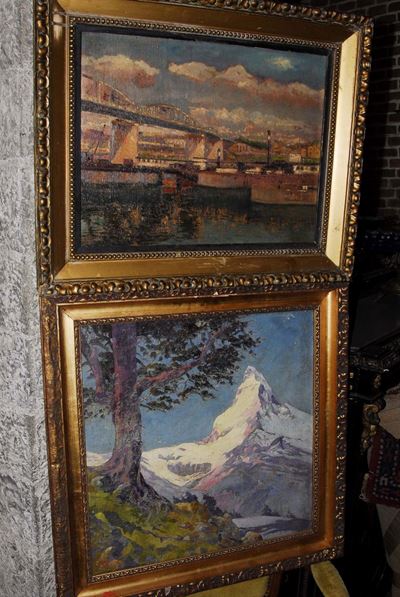 Due Dipinti Ad Olio Raffigurante Paesaggi