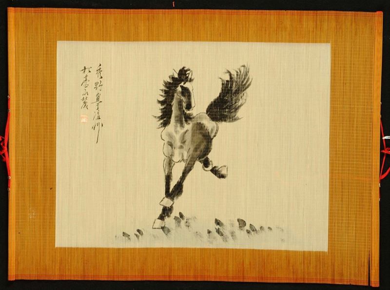 Stuoia con raffigurazione di cavallo, Giappone  - Asta Asta OnLine 12-2011 - Cambi Casa d'Aste