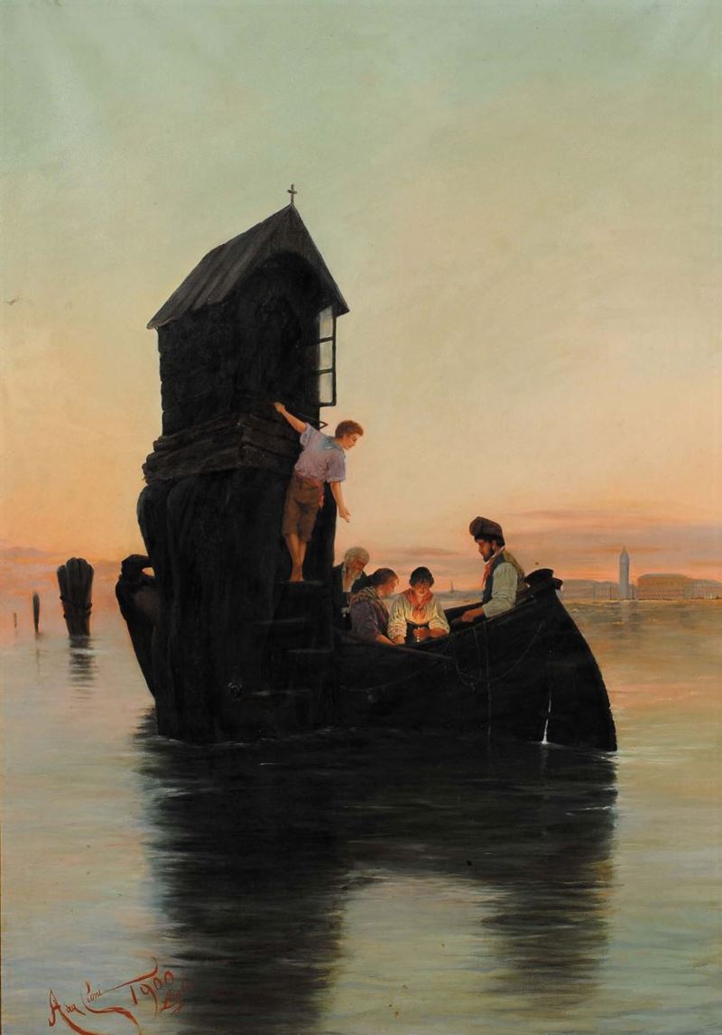 Ada Cioni (XIX-XX) Laguna veneziana, 1900  - Auction Antiquariato e Dipinti Antichi - Cambi Casa d'Aste
