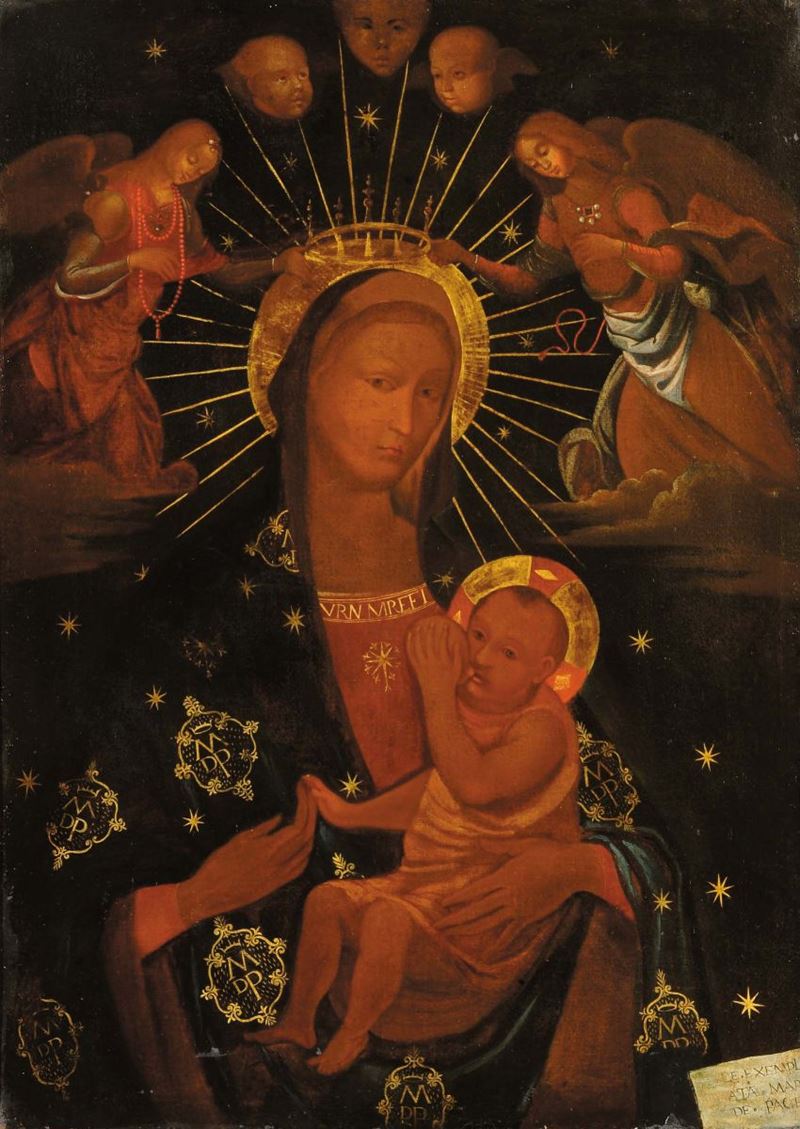 Ambrogio Da Fossano detto il Bergognone, attribuito a Madonna con Bambino ed Angeli  - Asta Antiquariato e Dipinti Antichi - Cambi Casa d'Aste