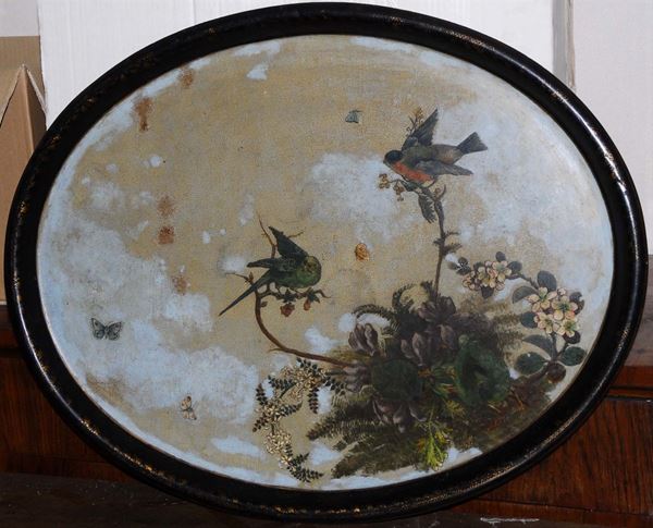 Vassoio in metallo dipinto