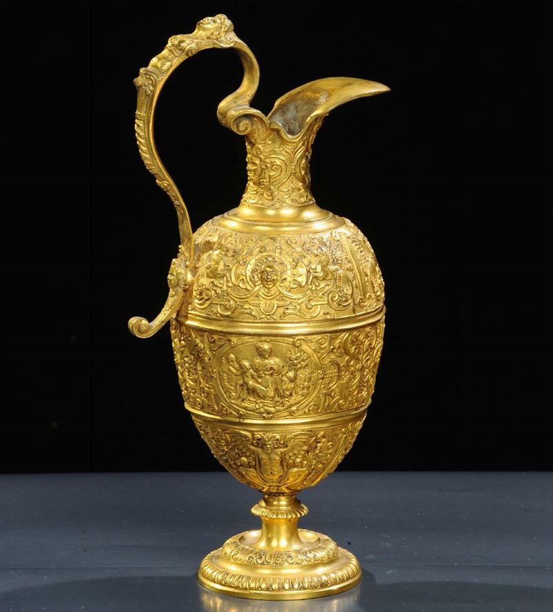 Brocca in bronzo dorato, Francia XIX secolo  - Auction Antiquariato e Dipinti Antichi - Cambi Casa d'Aste