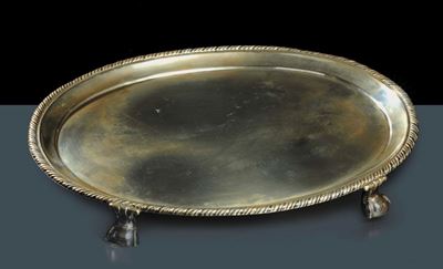 Vassoio Ovale in Argento, XIX Secolo