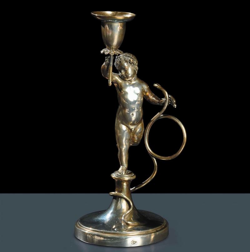 Candeliere Direttorio in argento, XIX secolo  - Asta Antiquariato e Dipinti Antichi - Cambi Casa d'Aste