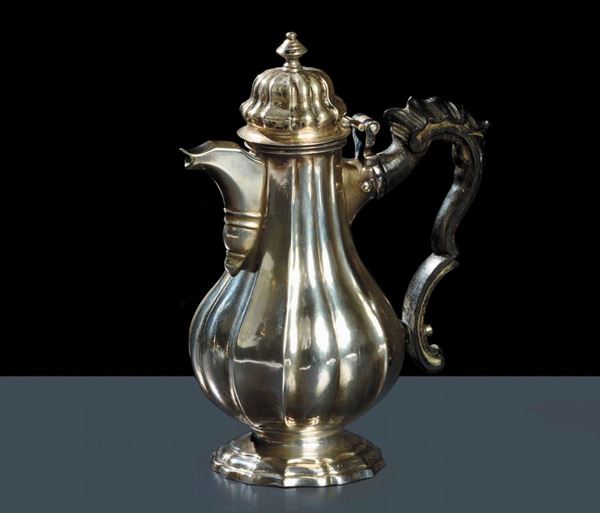 Piccola caffettiera Luigi XV in argento, XVIII secolo
