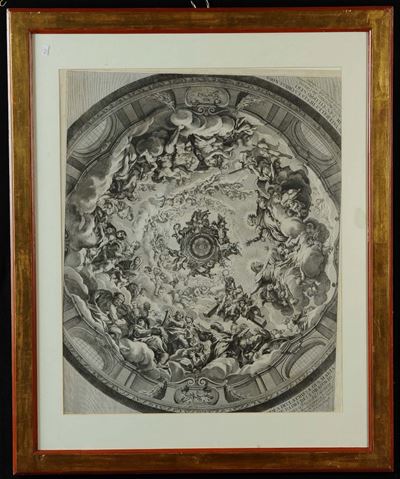 Incisione Raffigurante Cupola di S.filippo Neri