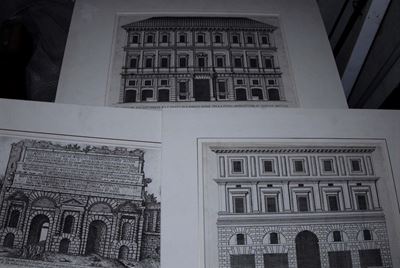 Lotto di Tre Incisioni Raffiguranti Palazzi