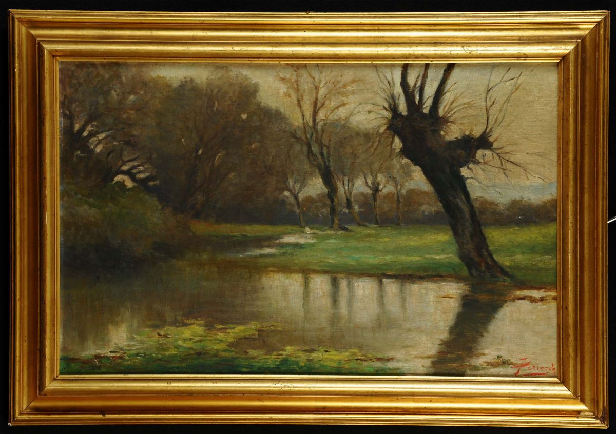 Linda Ferrario (1876-1957)paesaggio Lacustre