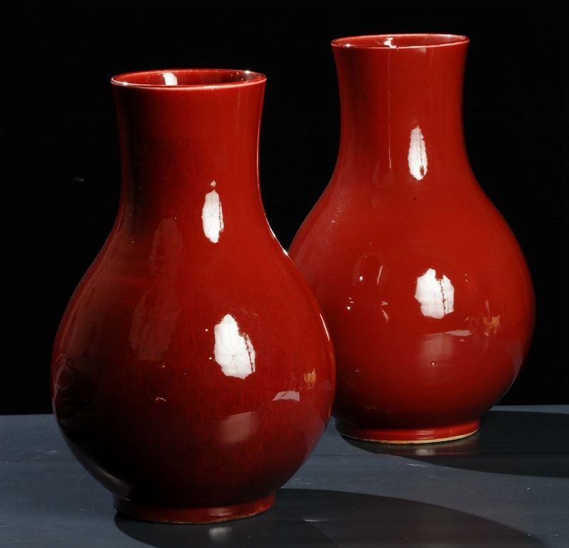 Due vecchi vasi orientali color sangue di piccione  - Asta Asta OnLine 02-2012 - Cambi Casa d'Aste