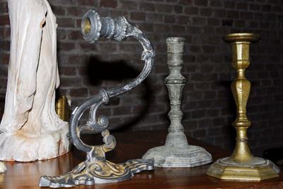 Tre Portacandele in Metallo, XIX Secolo