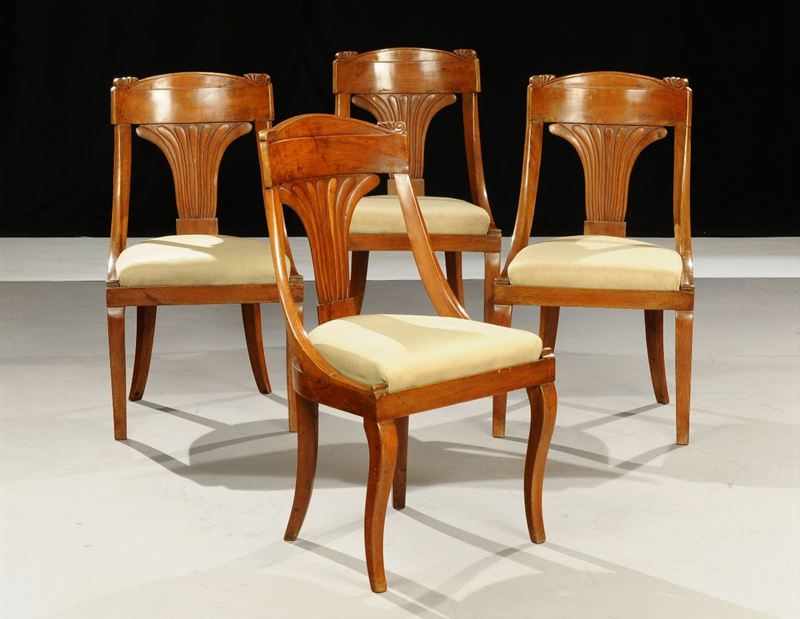 Quattro sedie tipo Carlo X, XIX secolo  - Auction OnLine Auction 03-2012 - Cambi Casa d'Aste