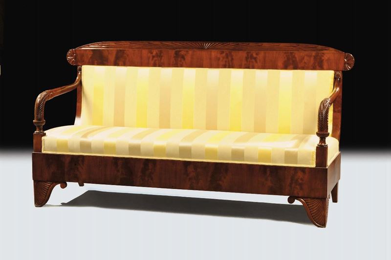 Divano Carlo X in mogano, XIX secolo  - Asta Antiquariato e Dipinti Antichi - Cambi Casa d'Aste