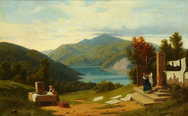 Gaetano Fasanotti (1831-1882) Paesaggio lacustre
