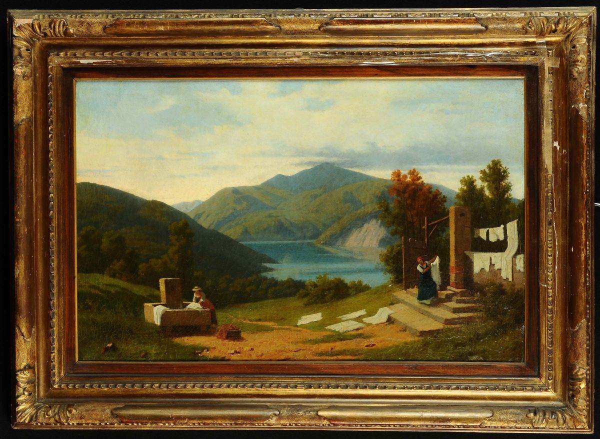 Gaetano Fasanotti (1831-1882)paesaggio Lacustre