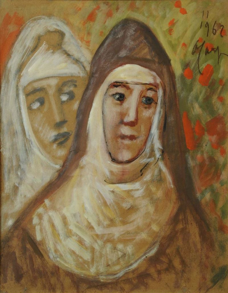 Aldo Carpi (1886 - 1973) Due suore  - Auction Antiquariato e Dipinti Antichi - Cambi Casa d'Aste