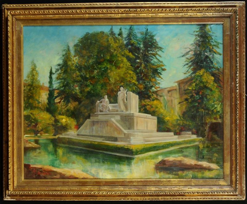 Anonimo del XX secolo Monumento in un parco  - Auction Antiquariato e Dipinti Antichi - Cambi Casa d'Aste