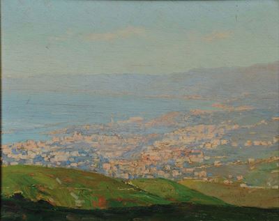 Amedeo Merello (1890-1979)panorama di Genova dal Monte Fasce