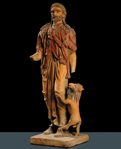 Scultura in Terracotta Raffigurante Dioniso e il Capro, XIX Secolo