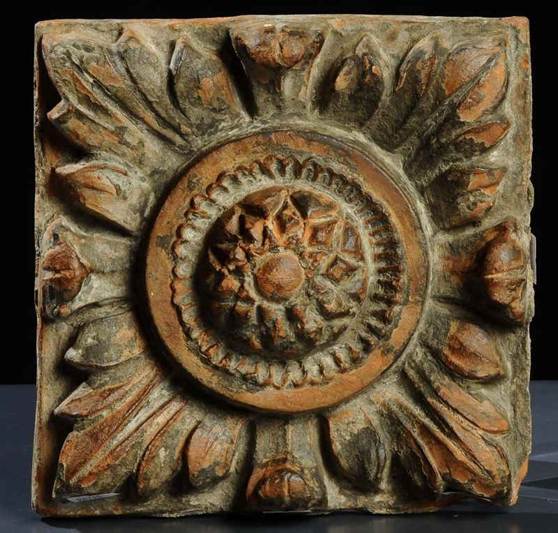 Piastrella in terracotta, XV secolo  - Auction OnLine Auction 10-2012 - Cambi Casa d'Aste