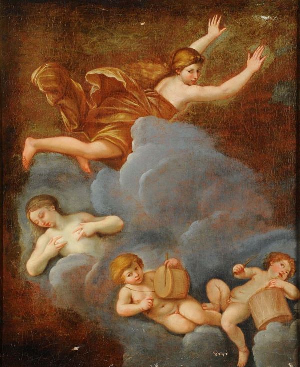 Francesco Albani, scuola di  Figura allegorica con putti musicanti
