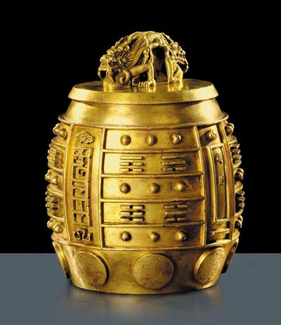 Campanello in Bronzo Dorato con Yin Yang, Dianstia Qing, Imperatore Kang XI, Anno 54