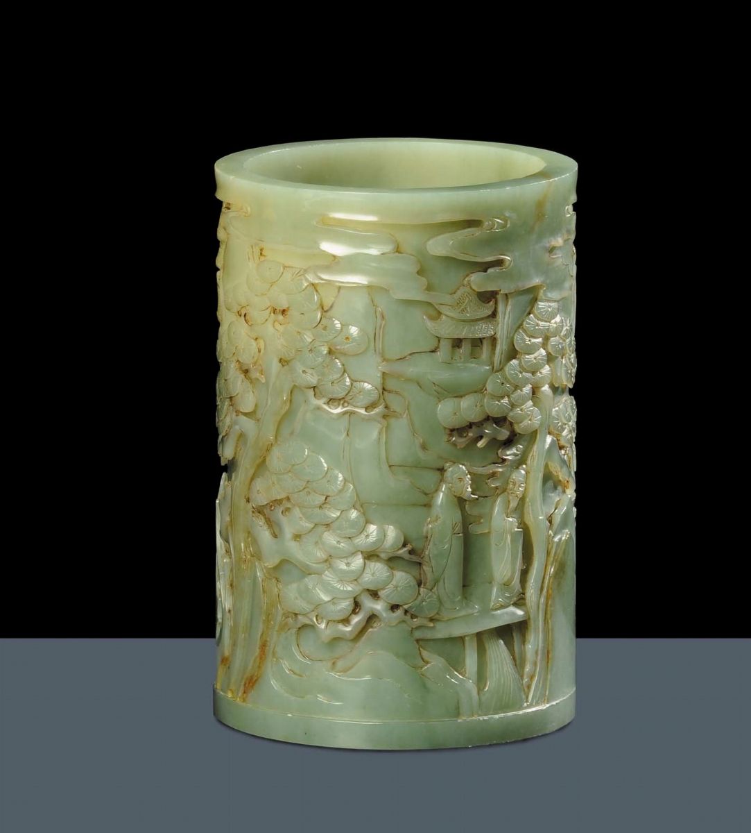 Porta Pennello in Giada Celadon, Cina Dinastia Qing