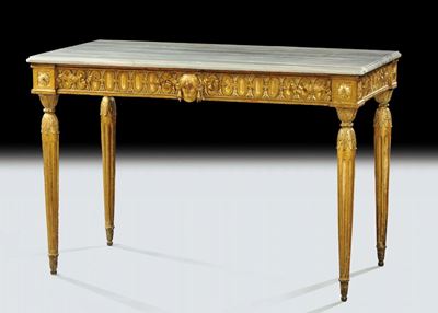 Console Luigi XVI in Legno Intagliato e Dorato, XVIII Secolo