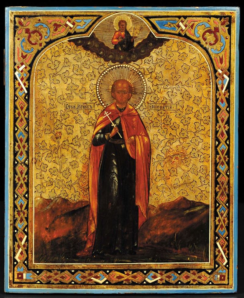 Icona raffigurante Santo, Russia XVII secolo  - Asta Antiquariato, Argenti e Dipinti Antichi - Cambi Casa d'Aste