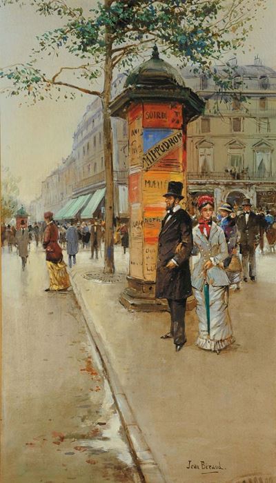 Jean Beraud (1849-1935)scorcio di Strada Parigina