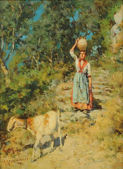 Giuseppe Giardiello (1887-1920)contadina con Capra