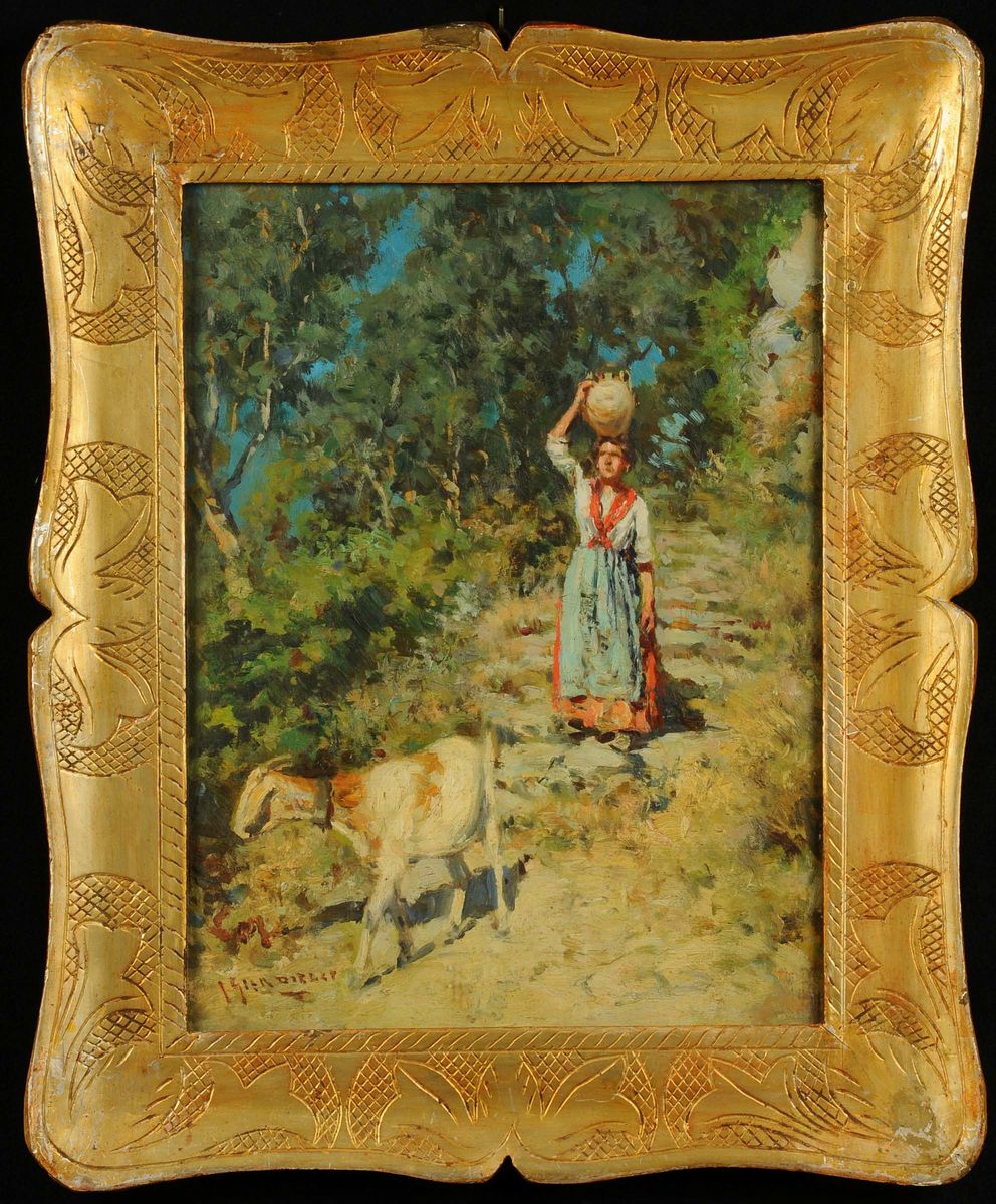 Giuseppe Giardiello (1887-1920)contadina con Capra