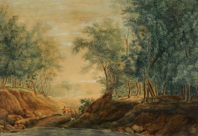 Anonimo del XIX Secolopaesaggio con Figure