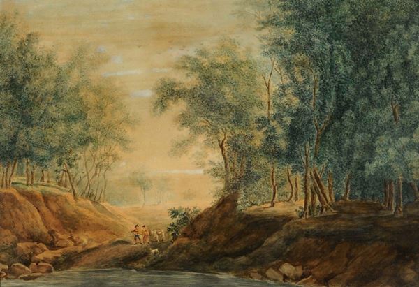 Anonimo del XIX secolo Paesaggio con figure