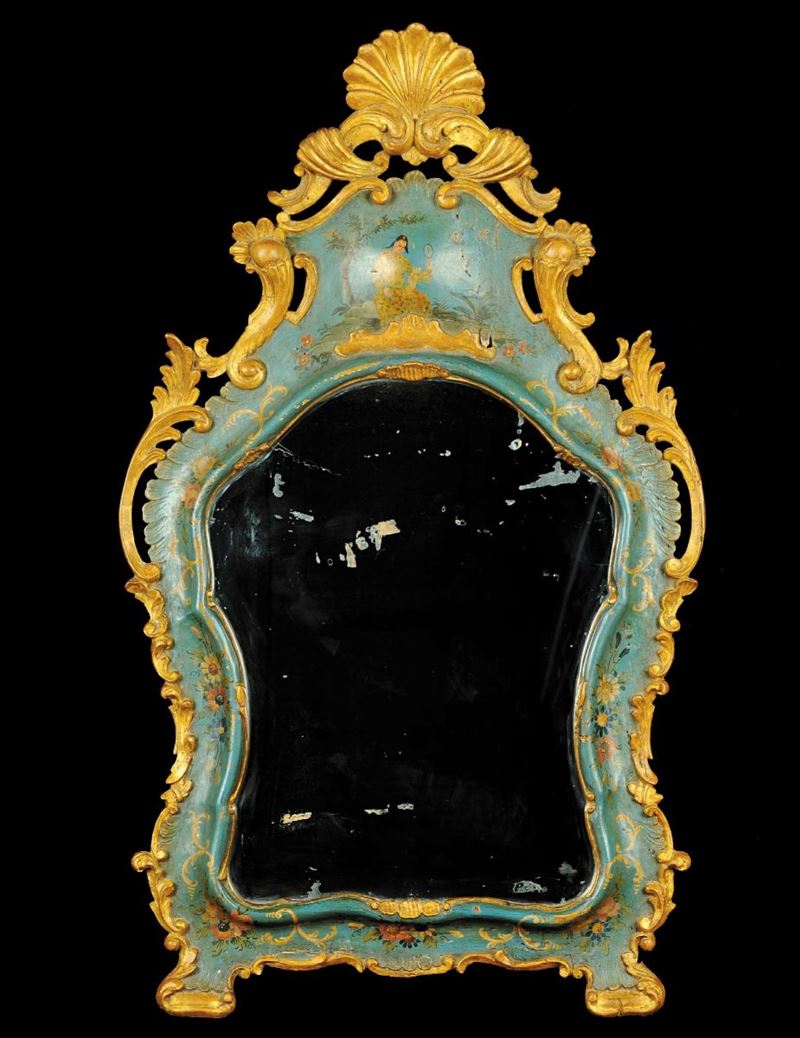 Specchierina laccata, Venezia XVIII secolo  - Asta Antiquariato, Argenti e Dipinti Antichi - Cambi Casa d'Aste