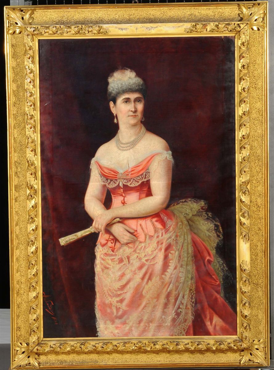 Andrea Landini (1847-1912)ritratto Femminile, 1884