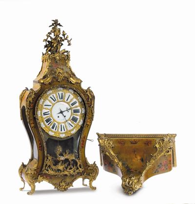 Orologio Cartel Napoleone III in Legno Laccato, Firmato Gaudin, Francia Fine XIX Secolo