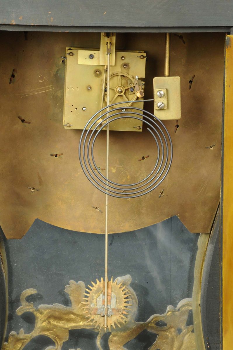 Orologio Cartel Napoleone III in Legno Laccato, Firmato Gaudin, Francia Fine XIX Secolo