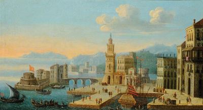 Orazio Grevenbroeck (1670-1743), Cerchia Diveduta Fantastica di Cittˆ Portuale