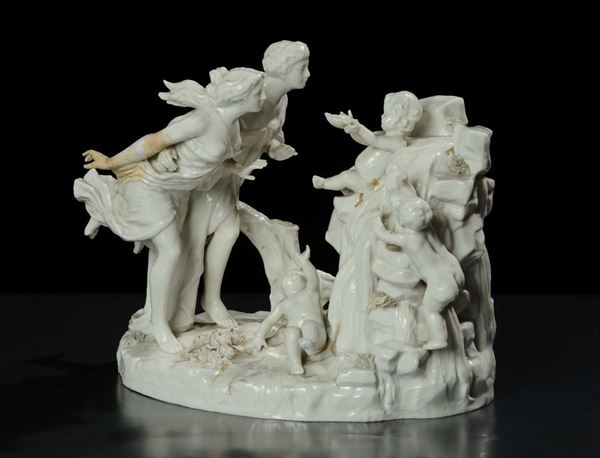Gruppo in porcellana bianca con figure e putti, Capodimonte XIX secolo