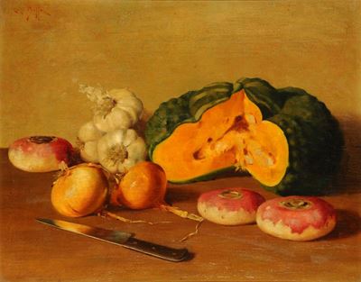 Luigi Buffa (1889-1965)natura Morta con Vaso Giapponese Natura Morta con Ortaggi