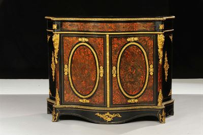 Credenza Boulle a Due Ante in Legno Ebanizzato, XIX Secolo