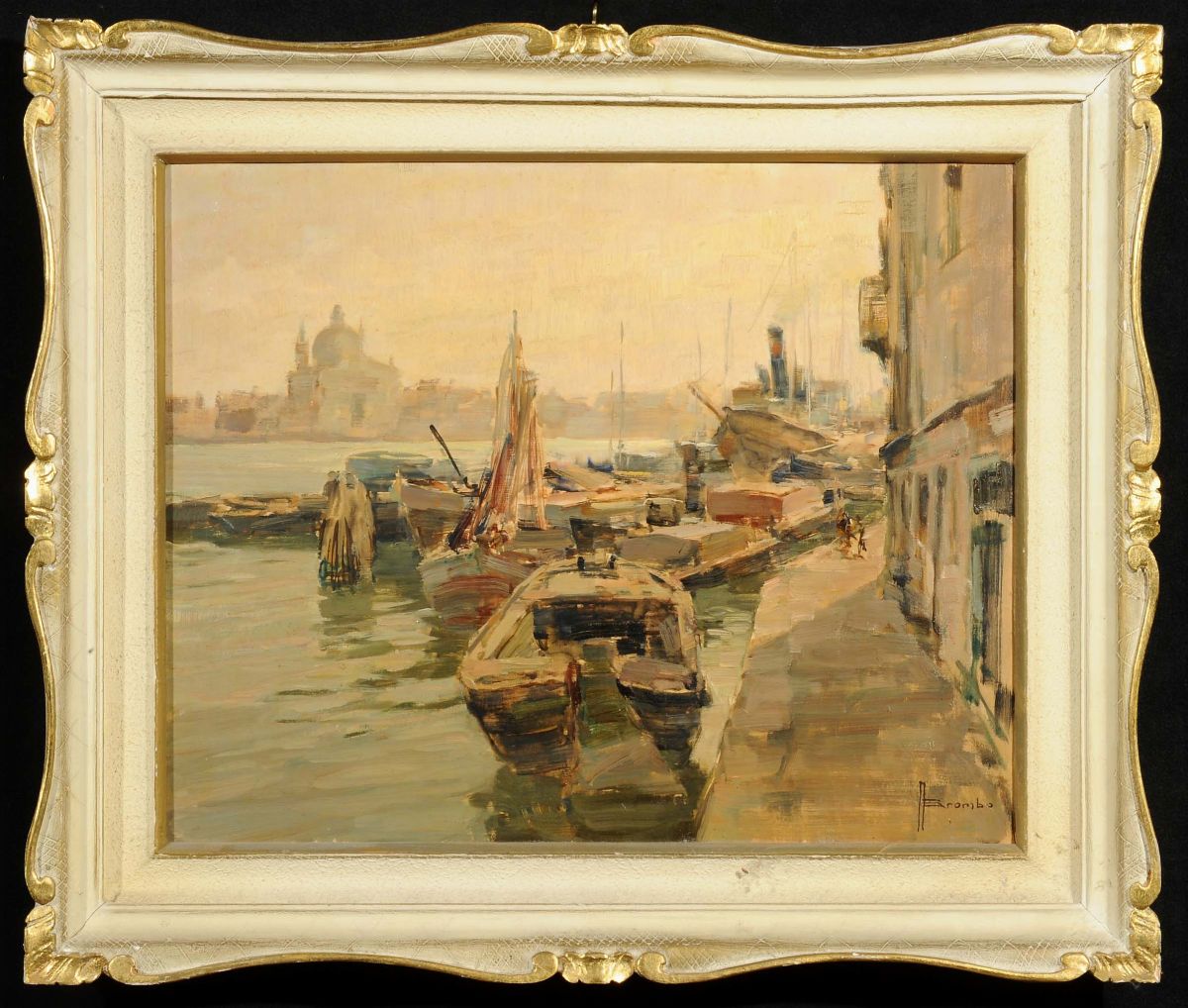 Angelo Brombo (1893-1962)veduta di Venezia con S. Giorgio sullo Sfondo