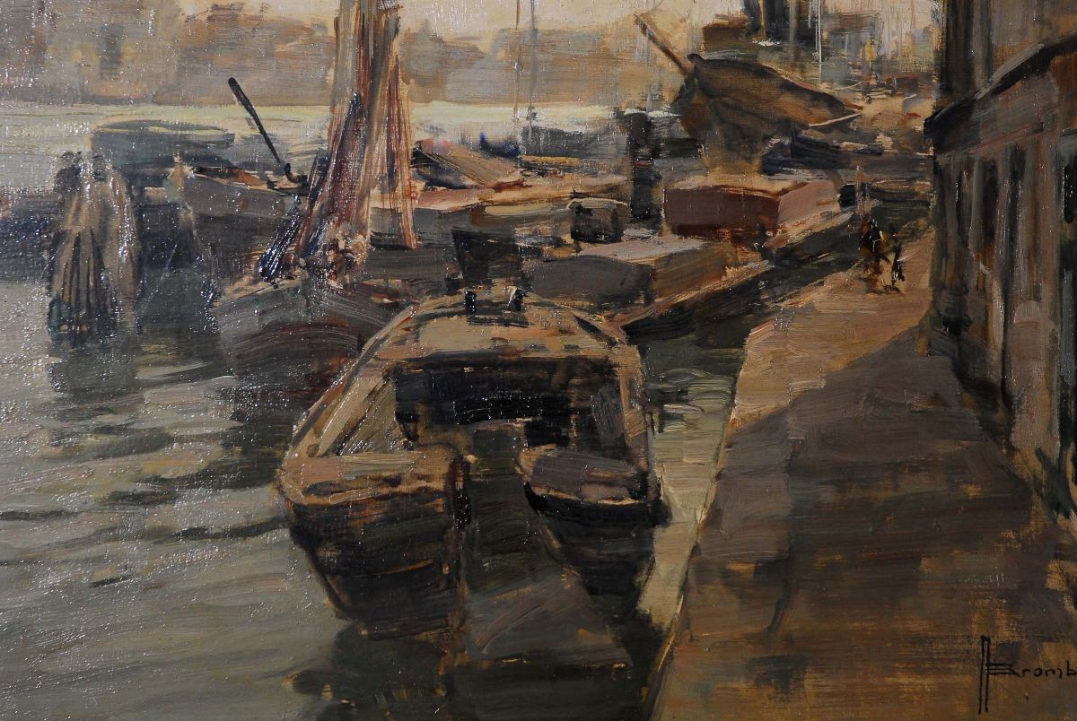 Angelo Brombo (1893-1962)veduta di Venezia con S. Giorgio sullo Sfondo