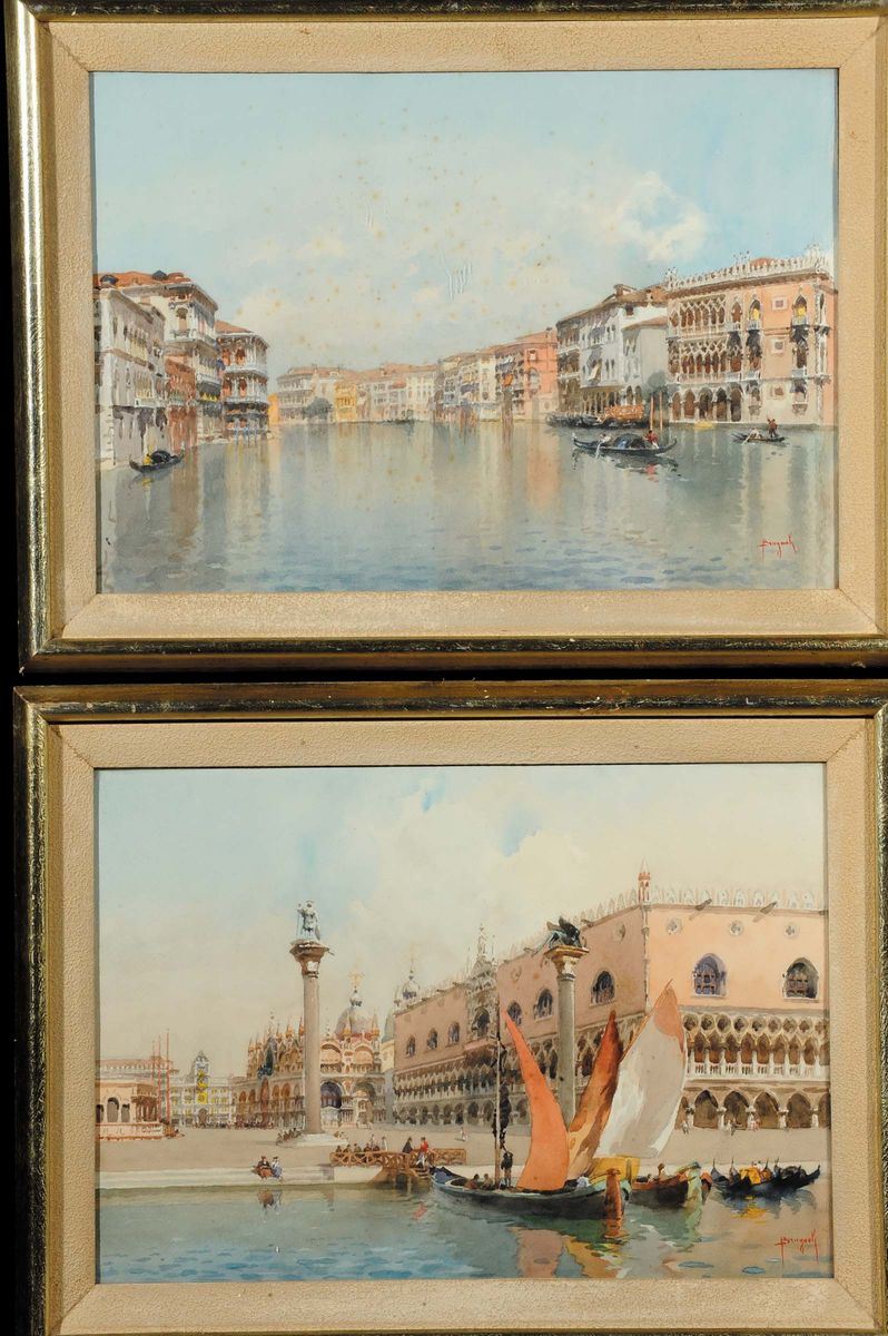 Emanuele Brugnoli (1859-1944) Canal Grande Palazzo Ducale  - Asta Dipinti del XIX e XX secolo - II - Cambi Casa d'Aste