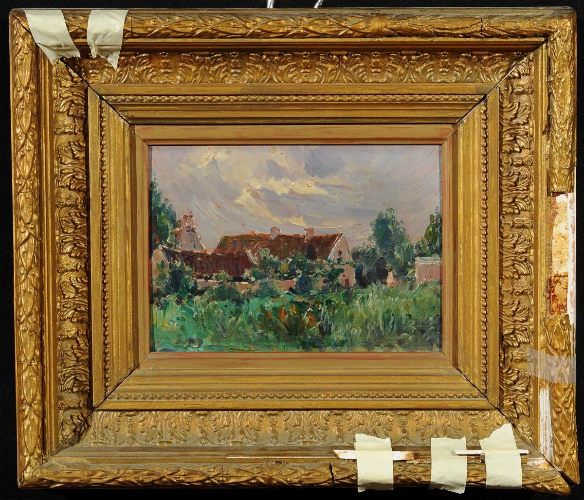 Coppia di Piccoli Dipinti Raffiguranti Paesaggi