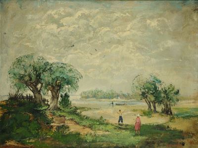 Antal Jancsek (1907-1985)fanciulli al Lago